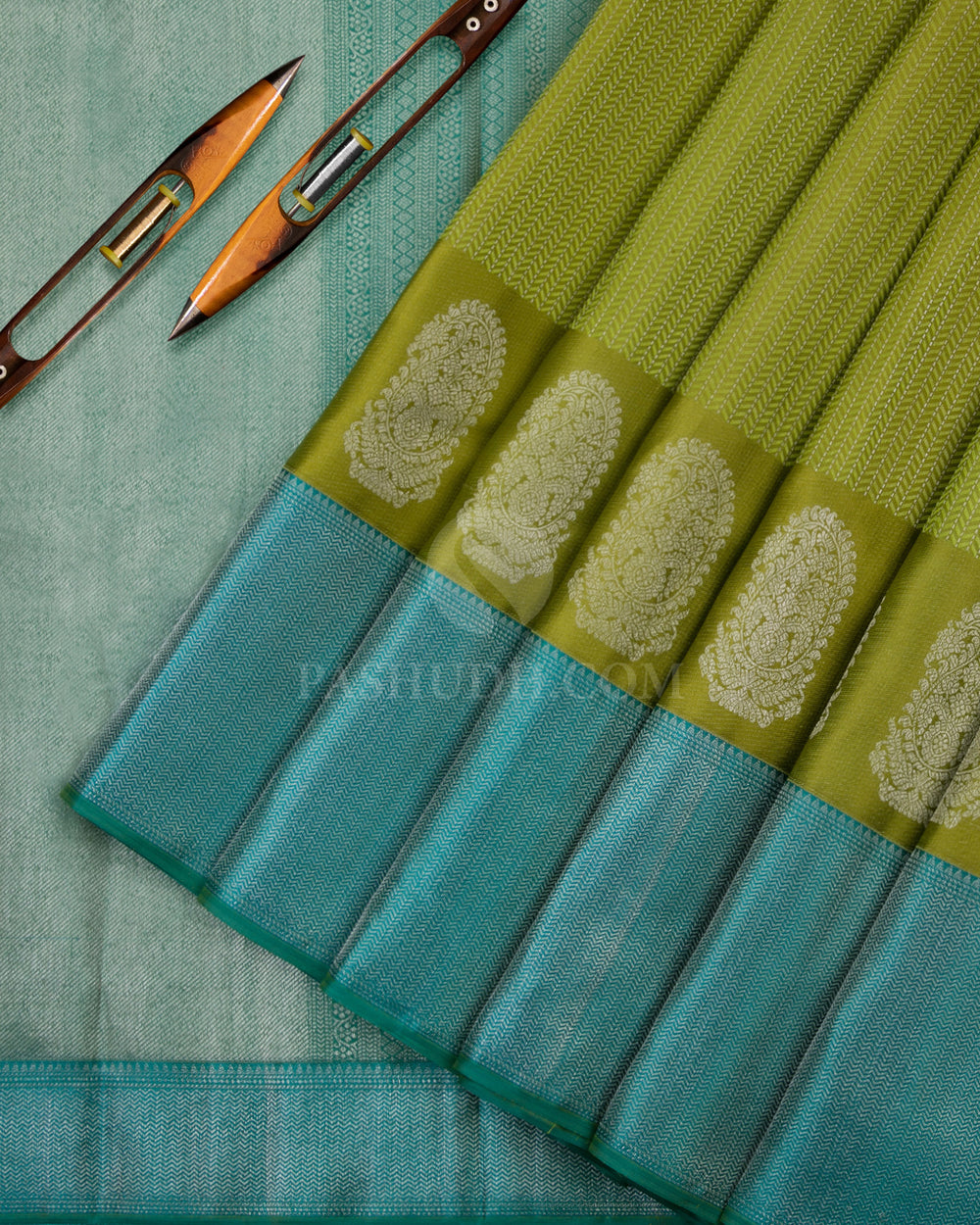 Parrot Green & Anandha Kanjivaram Silk Saree - D446 - View 2
