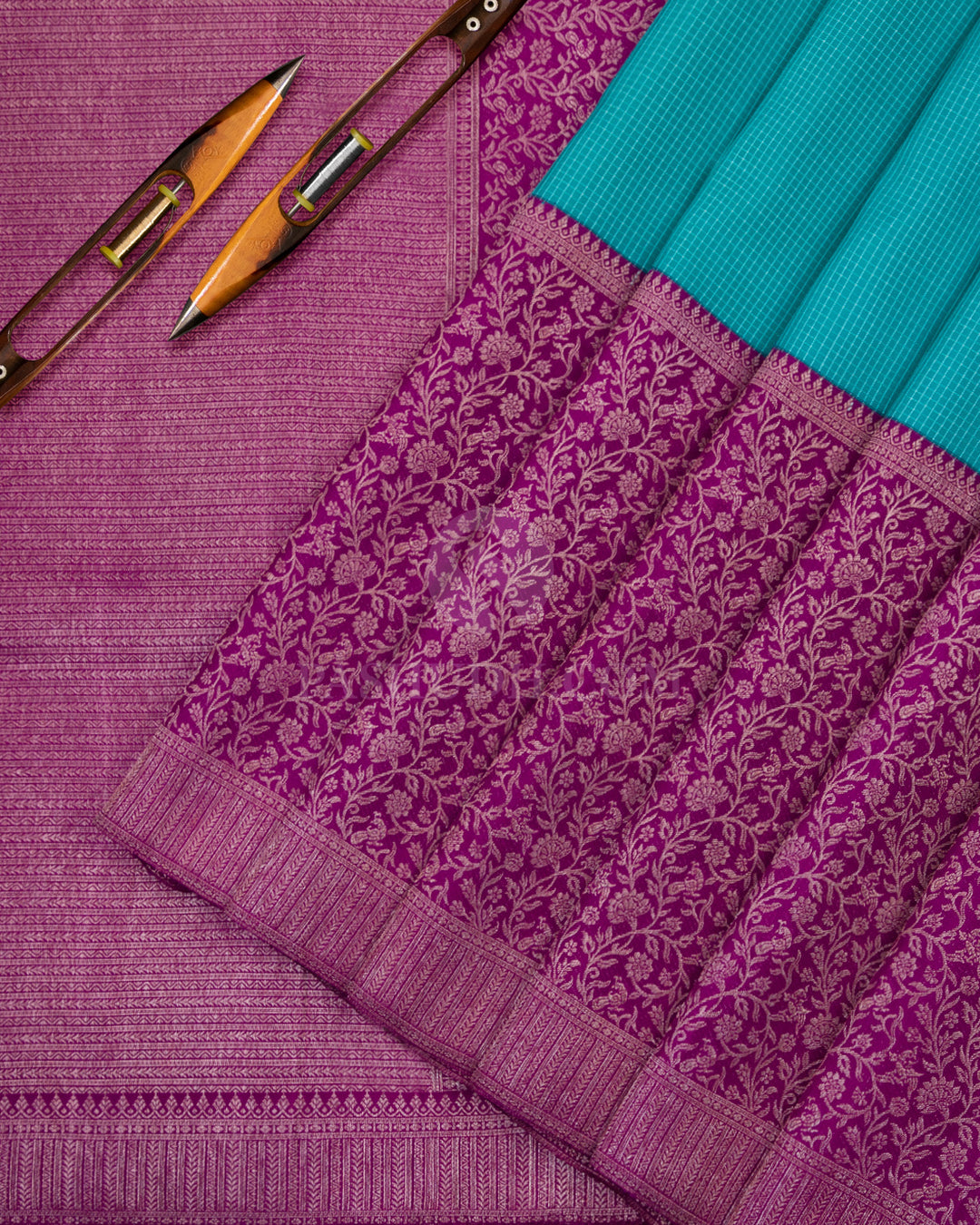 Ananda Blue and Violet Kanjivaram Silk Saree - S775- View 3