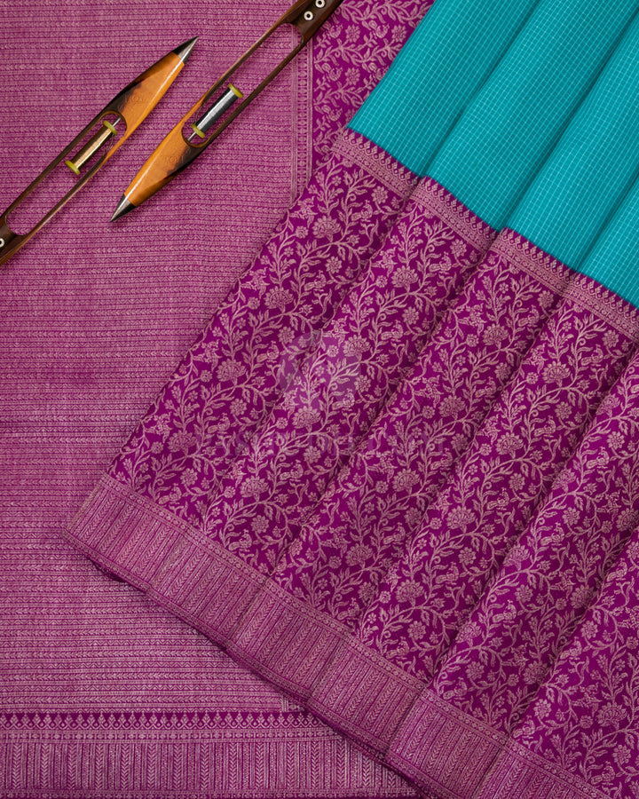 Ananda Blue and Violet Kanjivaram Silk Saree - S775- View 3