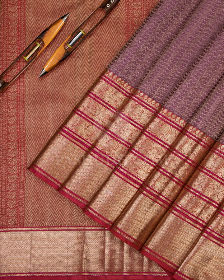 Lavender Kanjivaram Silk Saree - D431 - View 2