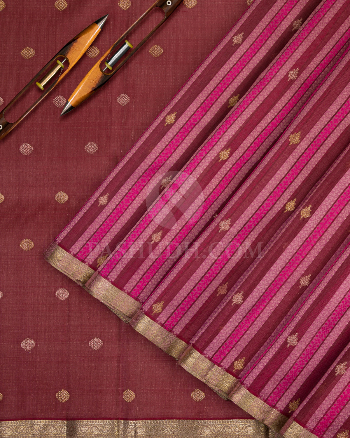 Shades of Pink and Mauve Organza Weave Zari Kanjivaram Silk Saree - S713- View 3