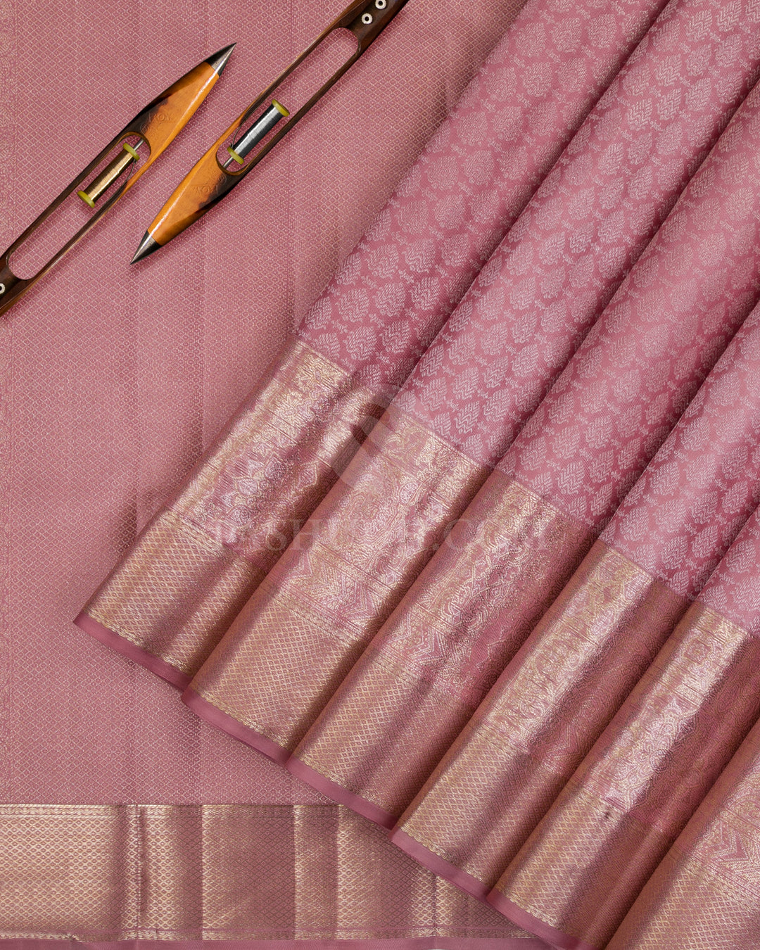 Crepe Pink And Rust Orange Kanjivaram Silk Saree - DT268(A) - View 1