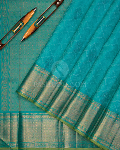 Aqua Blue kanjivaram Silk Saree - DJ272(B) - View 1