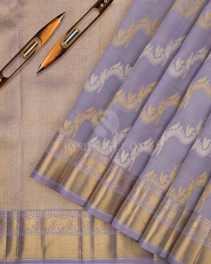 Grey Kanjivaram Silk Saree - P119 -View 3