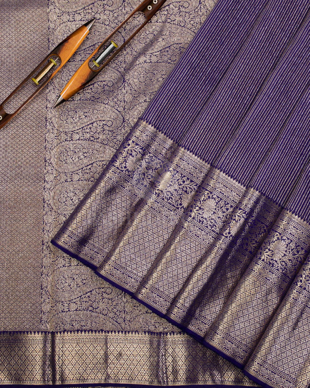 Royal Blue Kanjivaram Silk Saree - S1045(A) - View 2