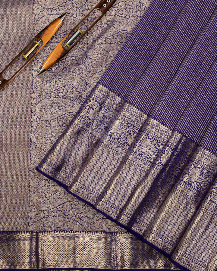 Royal Blue Kanjivaram Silk Saree - S1045(A) - View 2