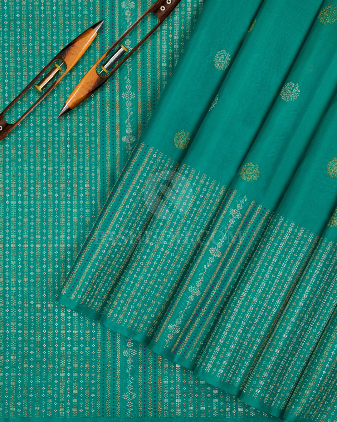 Sapphire Green Kanjivaram Silk Saree - S1148(A) - View 2