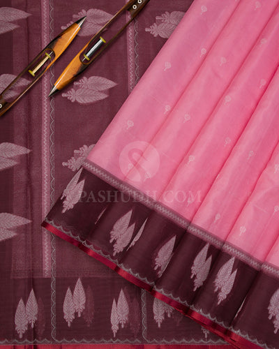 Pink and Brown Kanjivaram Silk Saree - DJ286(A) - View 1