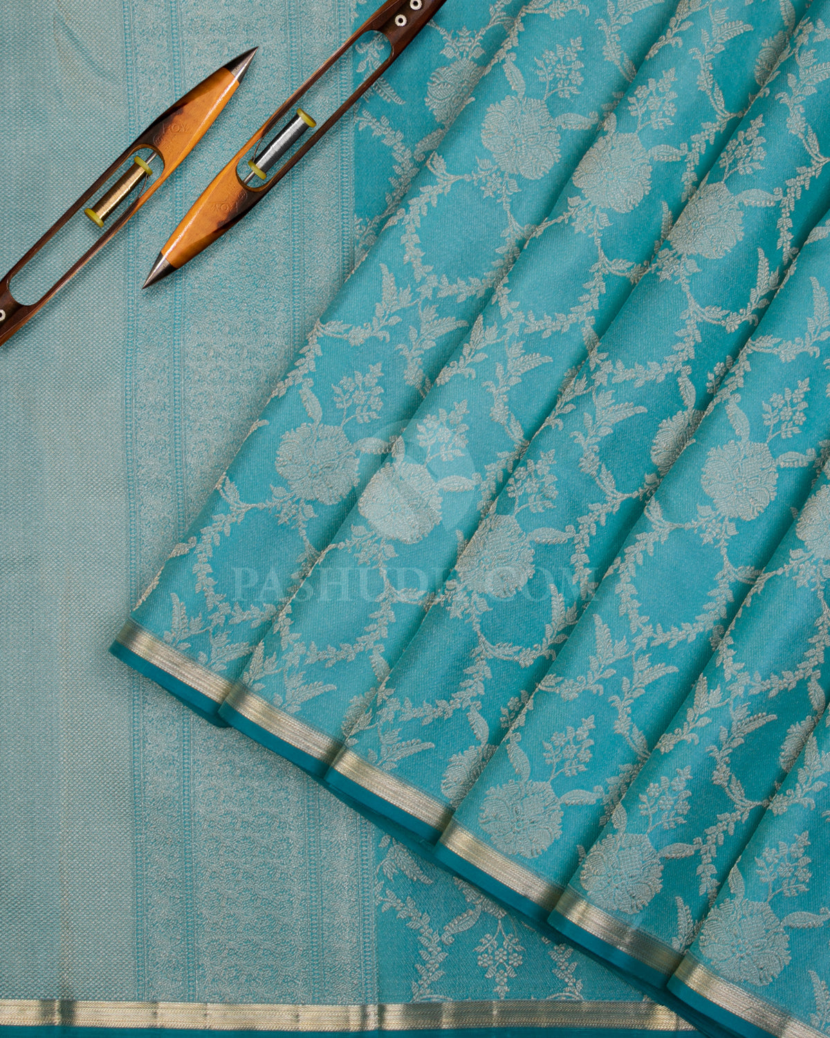 Sky Blue Kanjivaram Silk Saree - DT256(A) - View 1