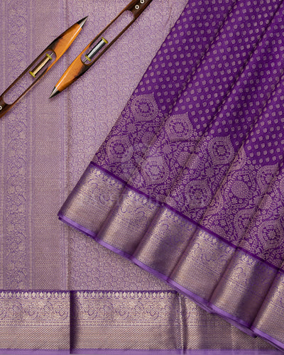 Shades of Lavender kanjivaram Silk Saree - D513(B) - View 1
