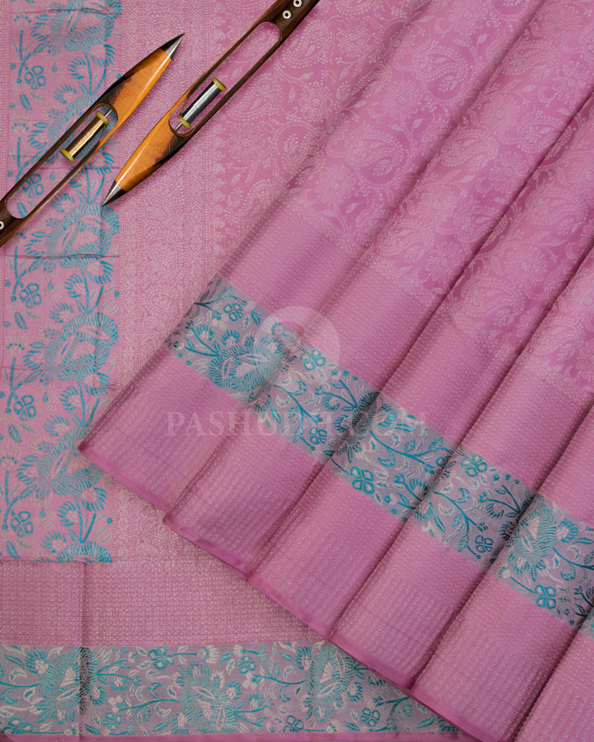 Pink & Green Kanjivaram Silk Saree - DT222 - View 1