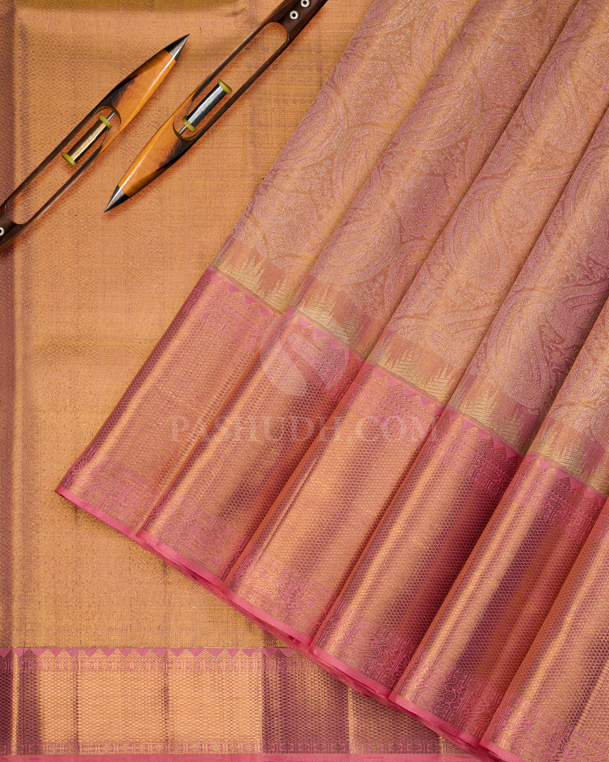 Pink Tissue Kanjivaram Silk Saree - S982 - View 2