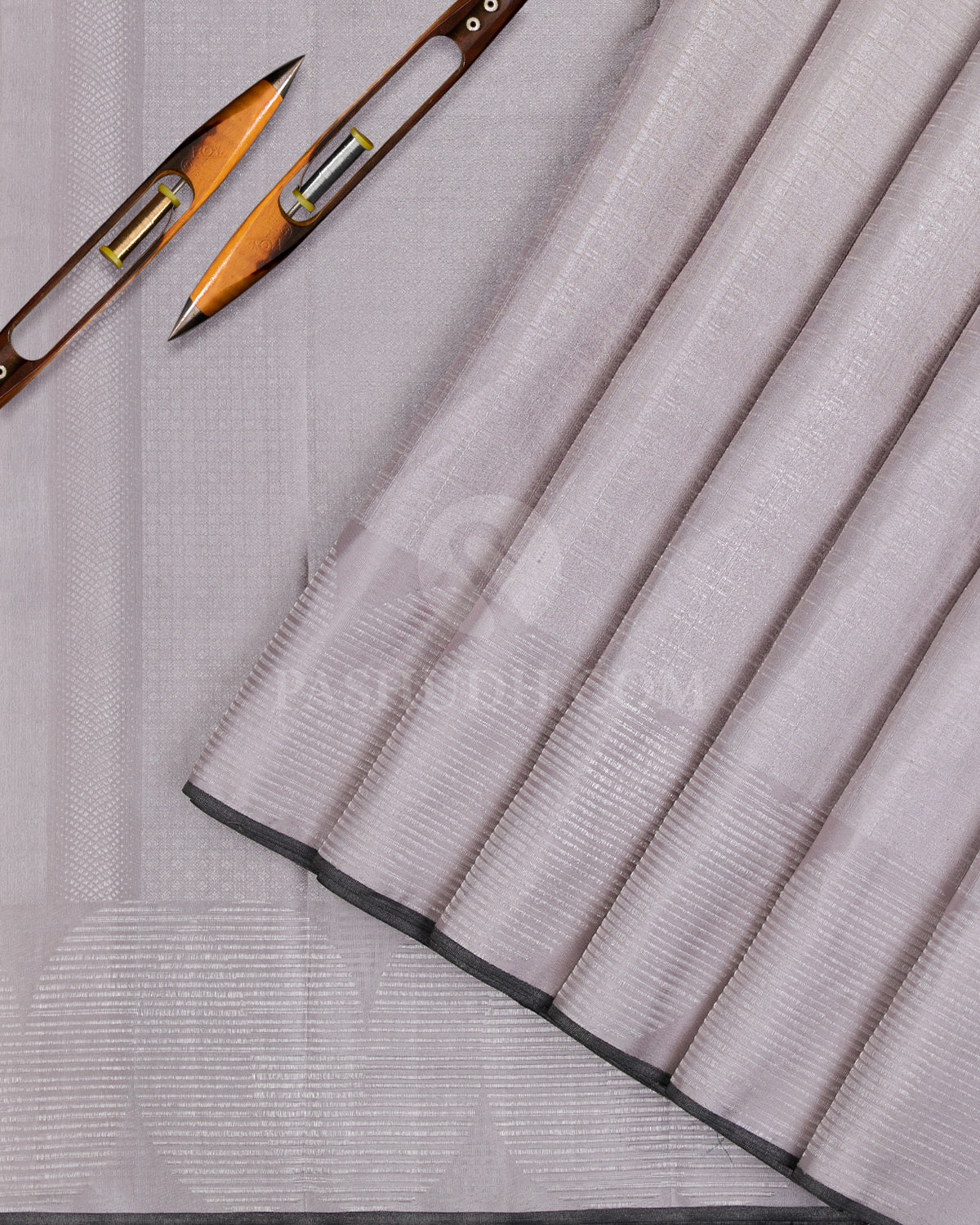 Silver Grey And Charcoal Grey Kanjivaram Silk Saree - D511(B) - View 1