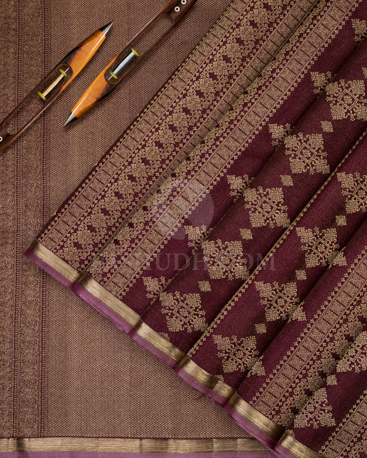 Purple Kanjivaram Silk Saree - DT187 - View 4