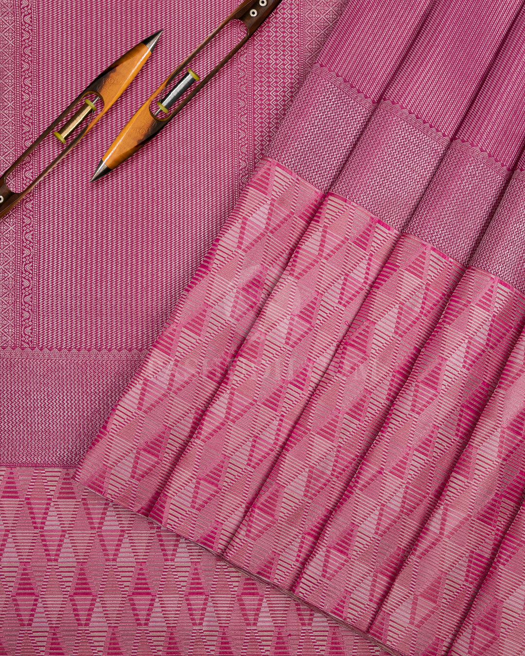 Mulberry Pink & Wild Orchid Pink Kanjivaram Silk Saree - D530(A) - View 1