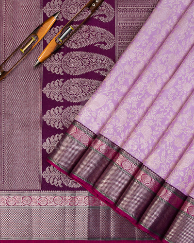 Lavender and Violet Kanjivaram Silk Saree - S1192(A) - View 2