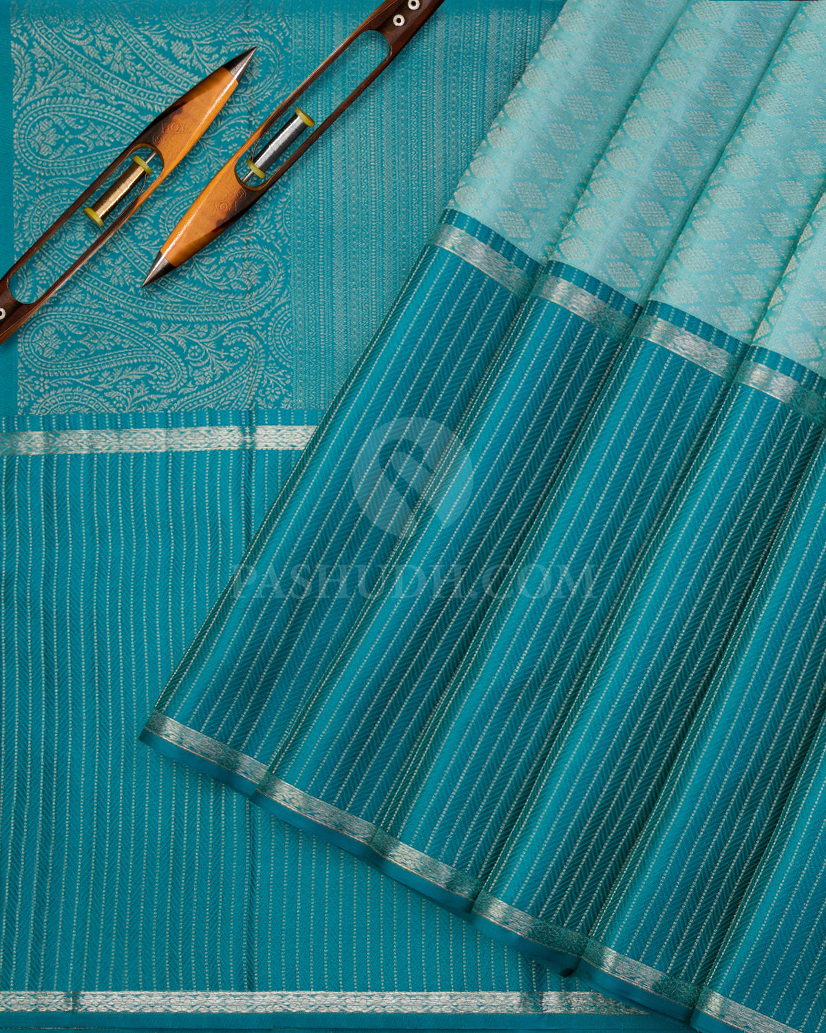 Sky Blue & Anandha Blue Kanjivaram Silk Saree - DT250(A) - View 1
