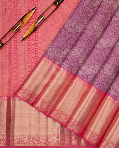 African Violet  Zari Kanjivaram Silk Saree - S845 - View 3