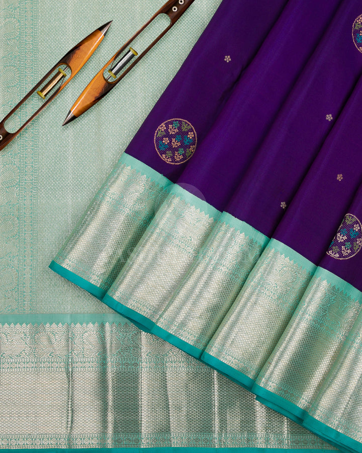 Royal Blue & Sky Blue Kanjivaram Silk Saree - S1127(A) - View 2