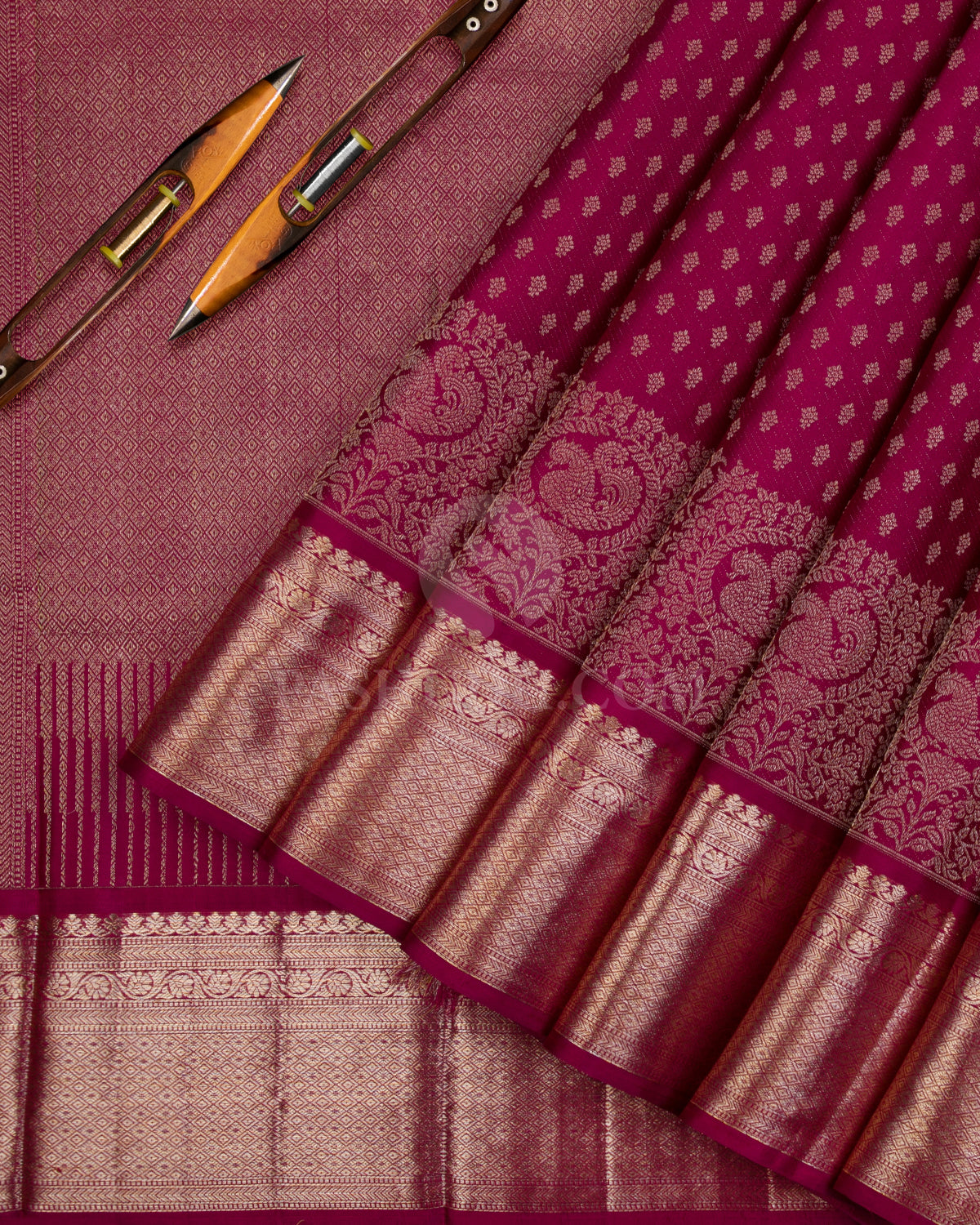 Amaranth and Magenta Kanjivaram Silk Saree - DJ302(A) - View 1