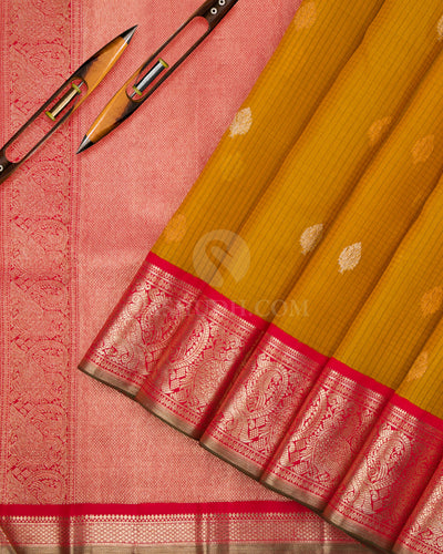 Yellow & Red  Zari Kanjivaram Silk Saree - S813 - View 3