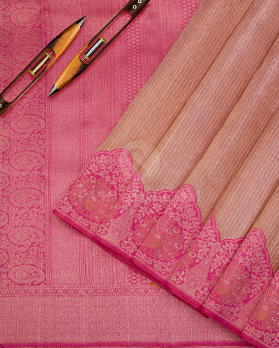 Gold & Pink Kanjivaram Silk Saree - S968 - View 2