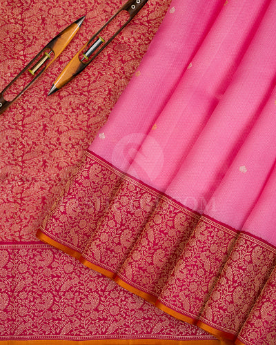 Rose Pink And Maroon Kanjivaram Silk Saree - S1181(A) - View 2