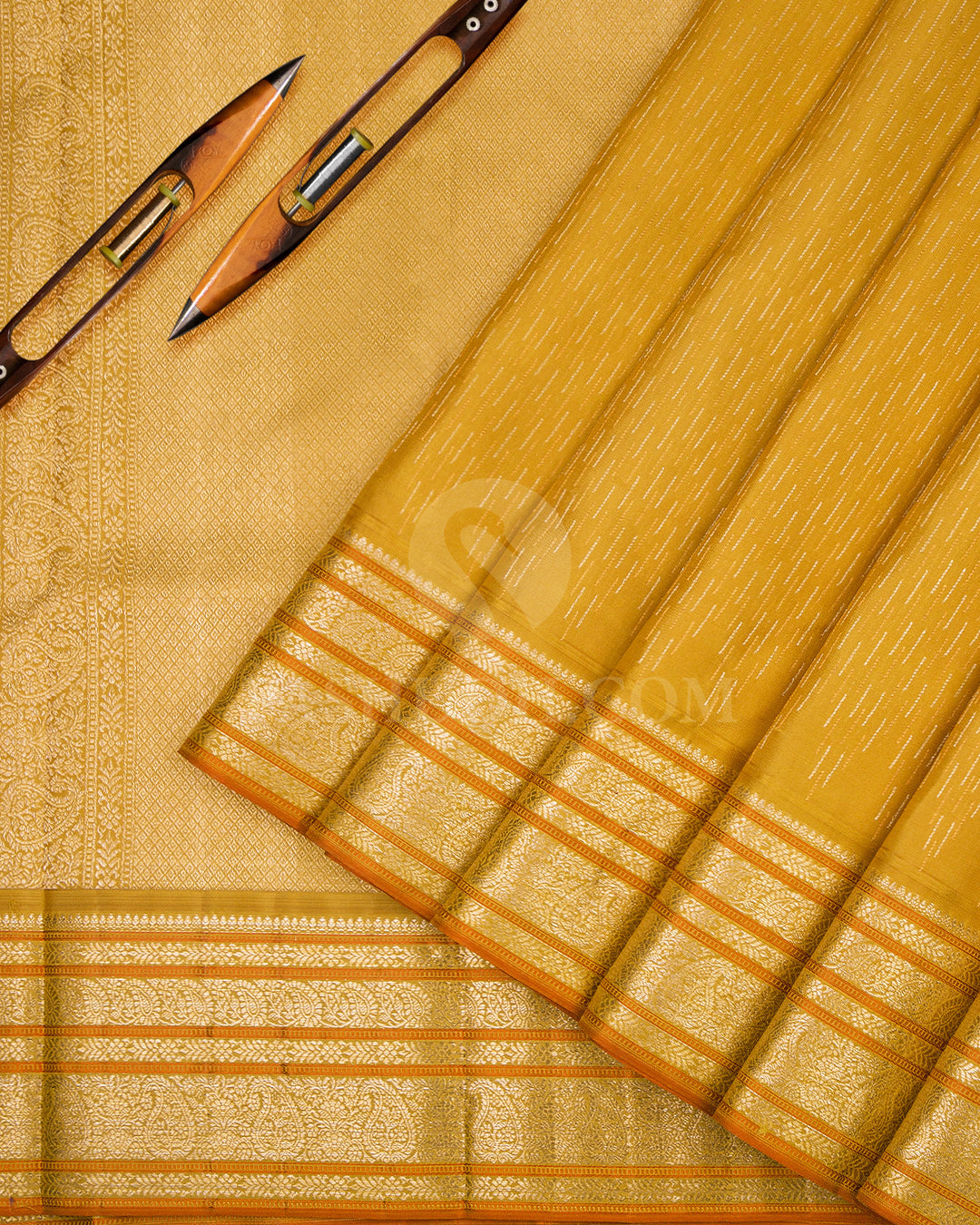 Mustard Yellow Kanjivaram Silk Saree - DJ186 - View 2