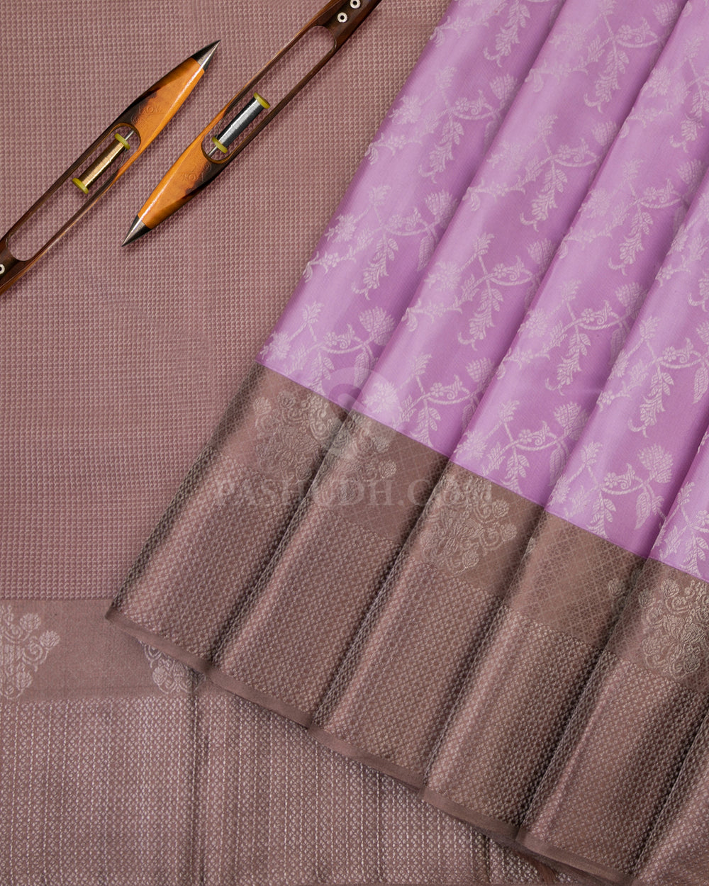 Plum & Chocolate Kanjivaram Silk Saree - D452 - View 2