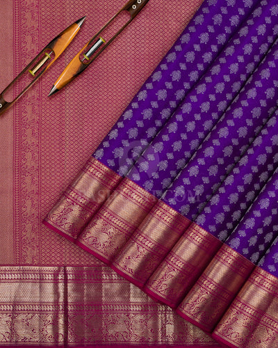 Bright Blue & Dark Pink Kanjivaram Silk Saree - DT265(A) - View 1