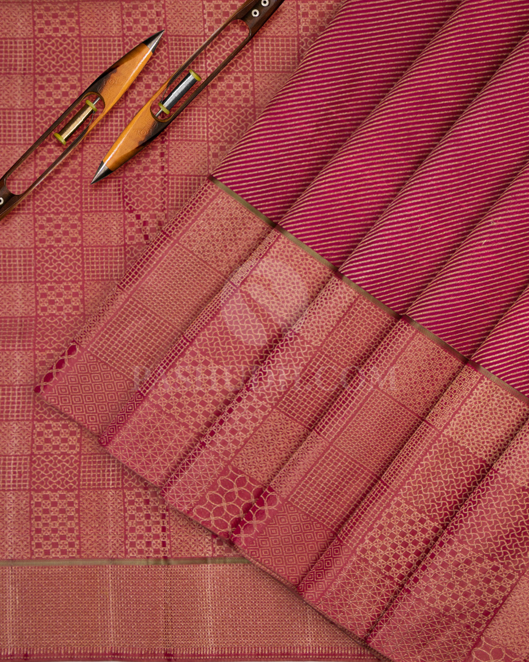 Raspberry Pink Kanjivaram Silk Saree - DJ192 - View 2