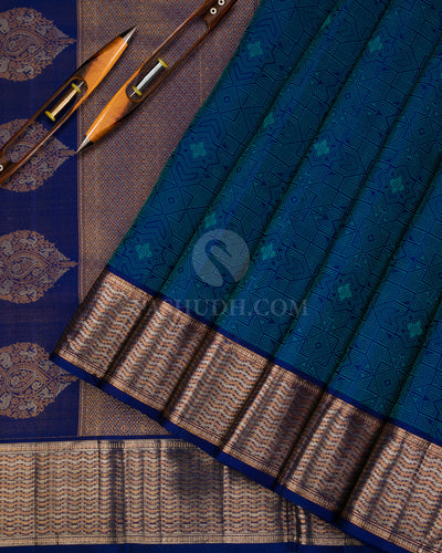 Sapphire Kanjivaram Silk Saree - DJ215 - View 2Sapphire Kanjivaram Silk Saree - DJ215