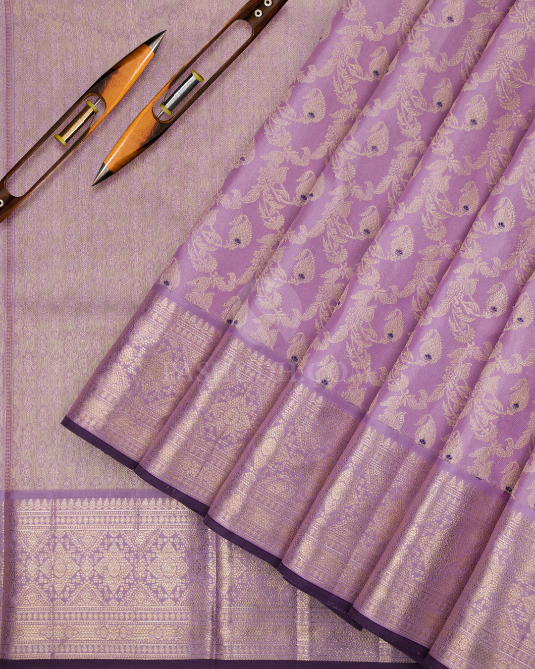 Light Lavender Kanjivaram Silk Saree - DJ208 - View 2