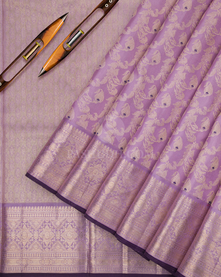 Light Lavender Kanjivaram Silk Saree - DJ208 - View 2