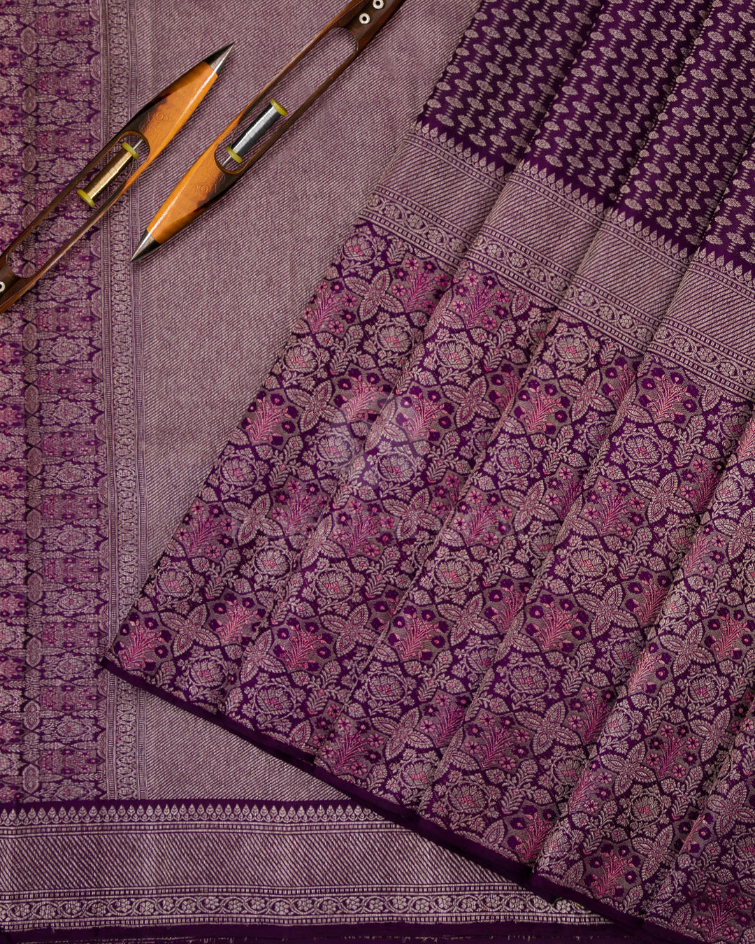 Dark Violet Pure Zari Kanjivaram Silk Saree - S798 - View 3