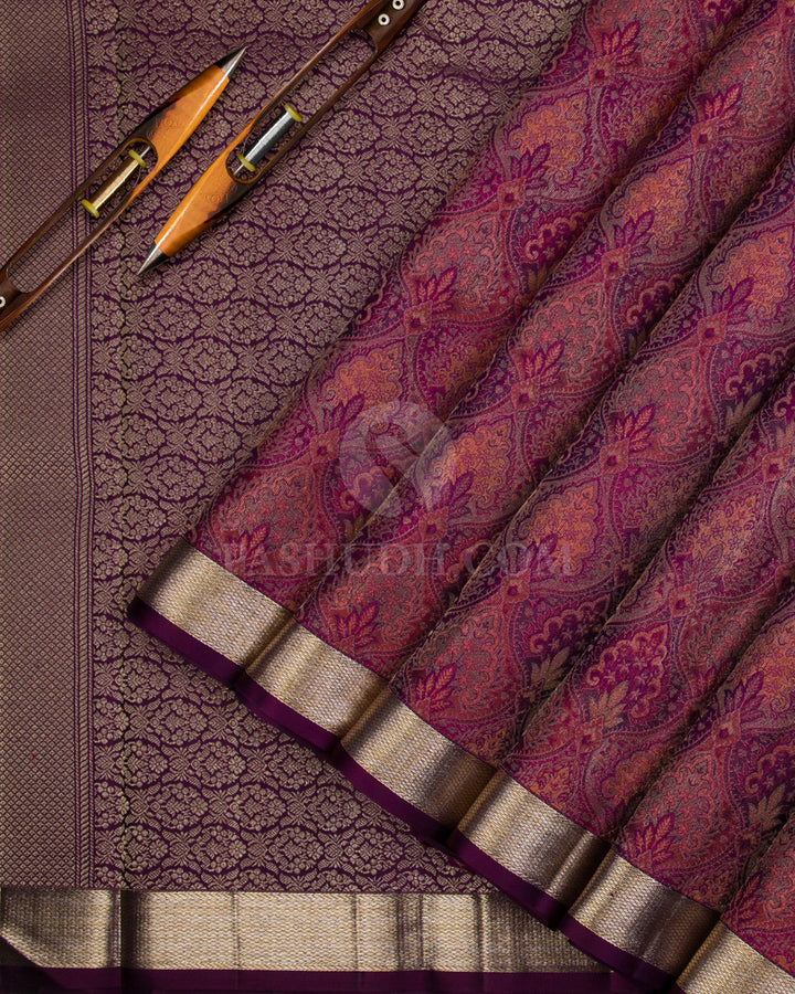 Purple Kanjivaram Silk Saree - DJ278(B) - View 1