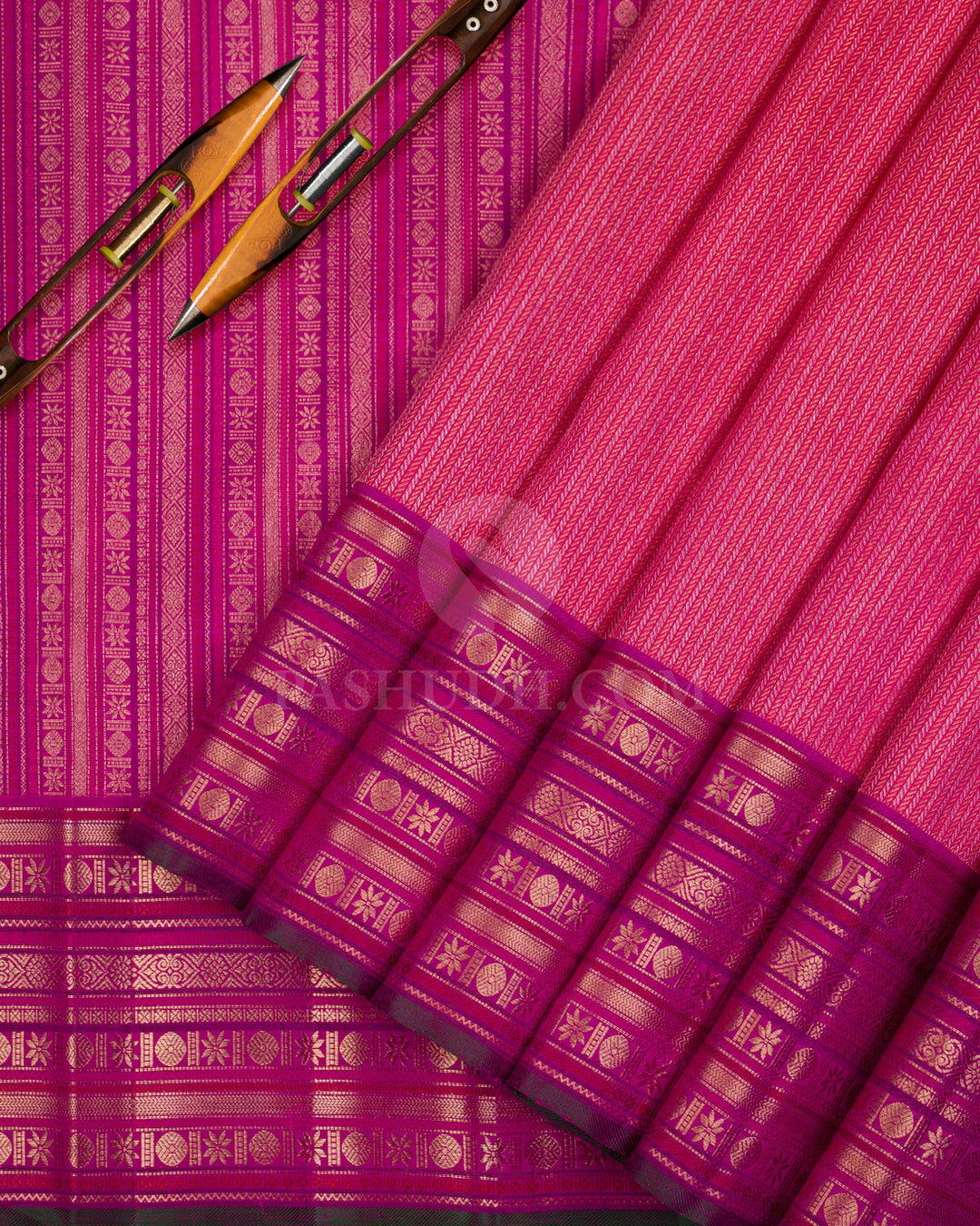 Rani Pink And Violet Kanjivaram Silk Saree - S1062(C) - View 2