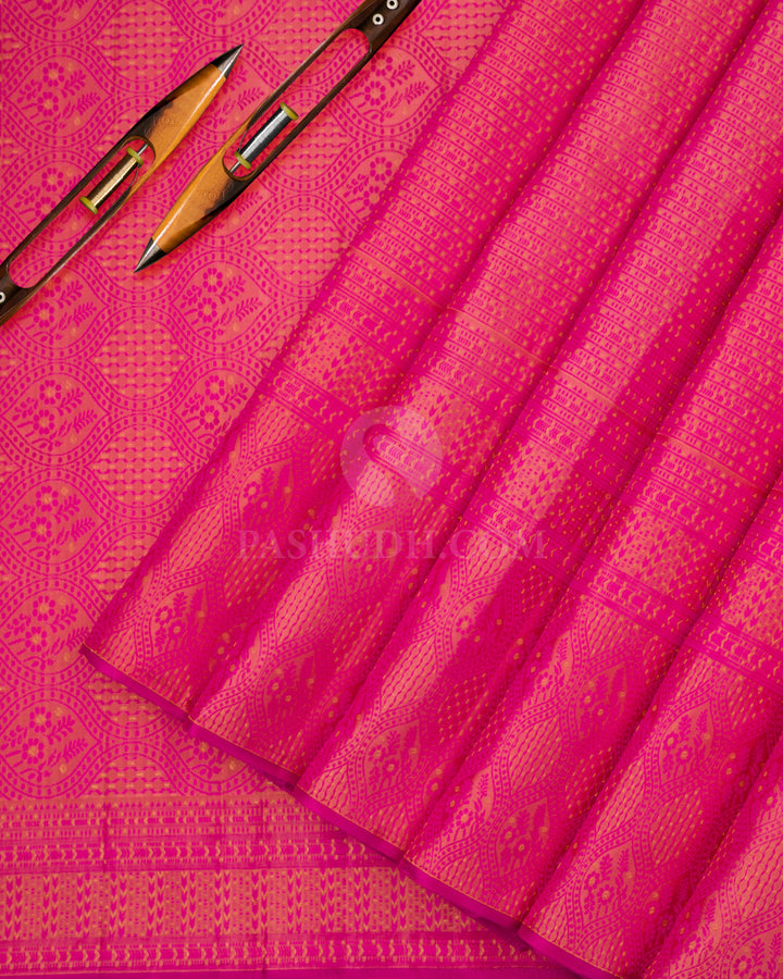 Dark Pink Kanjivaram Silk Saree - DJ220 - View 2