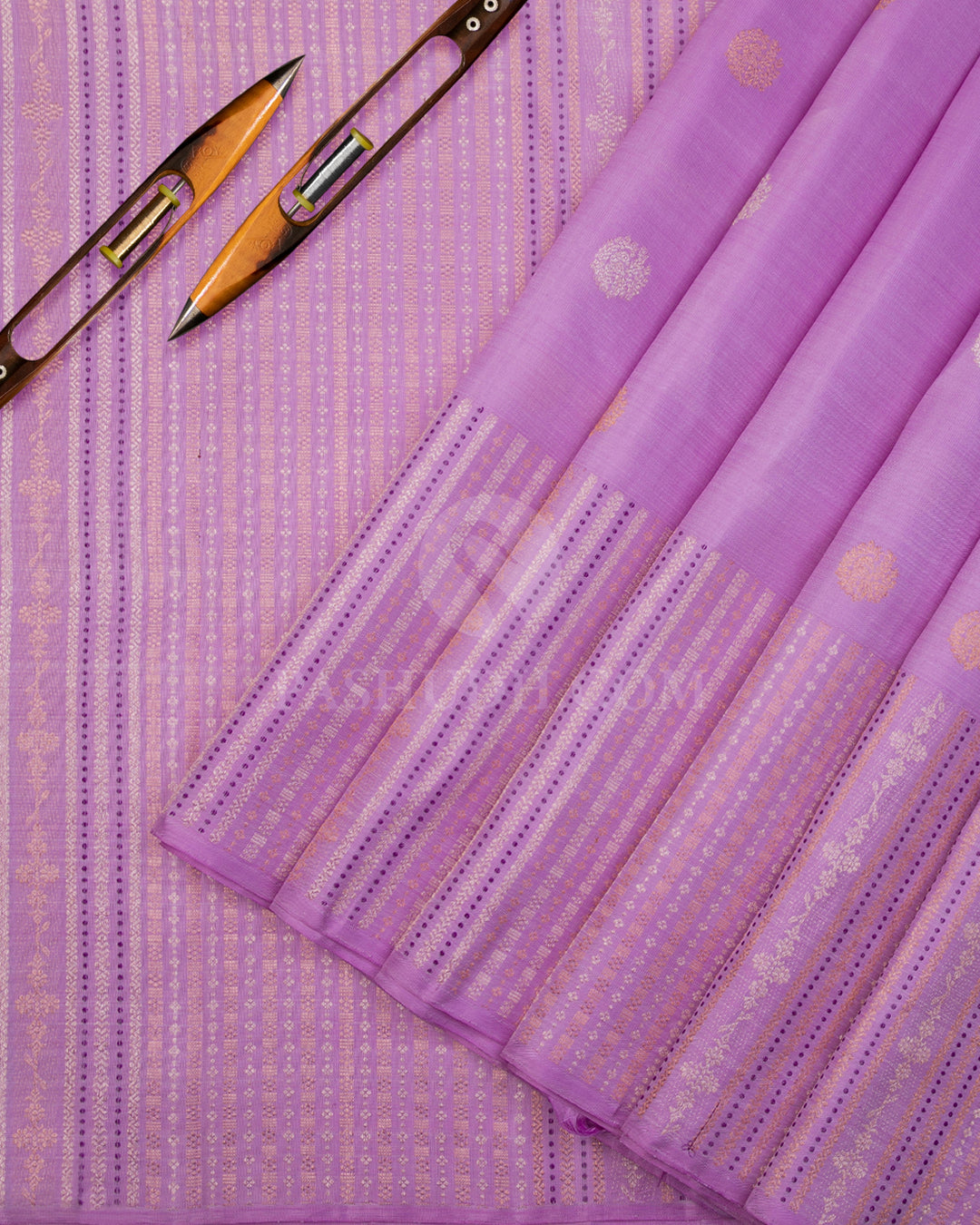 Lavender & Aubergine Kanjivaram Silk Saree - S1030(B) - View 2