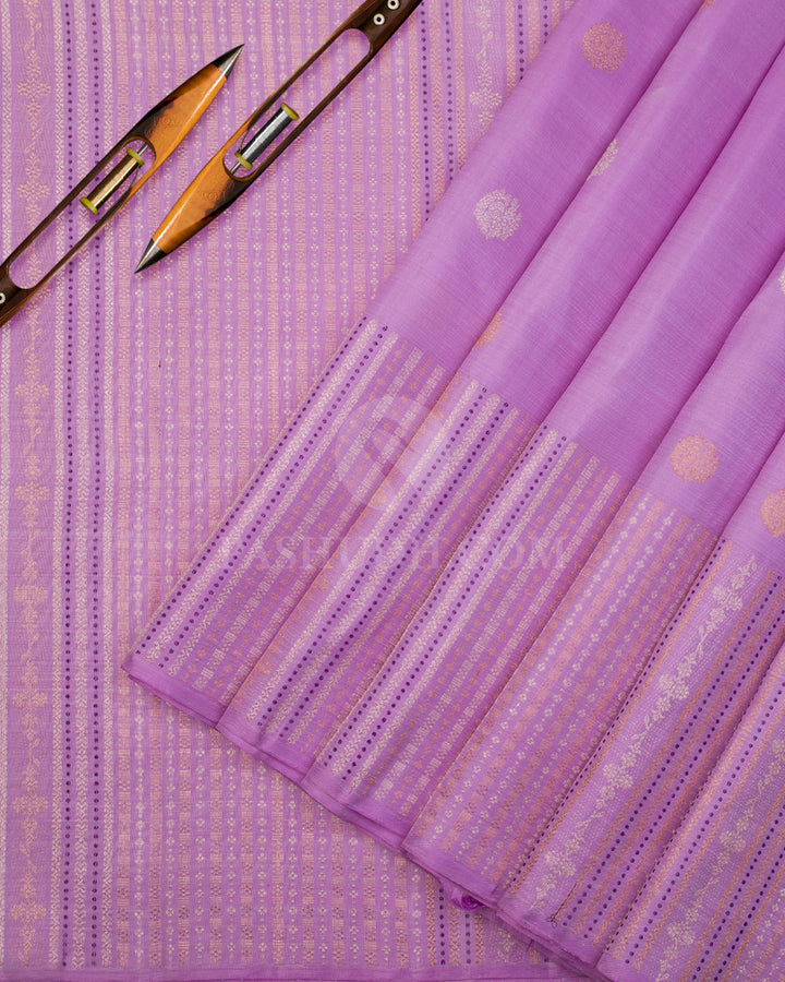 Lavender & Aubergine Kanjivaram Silk Saree - S1030(B) - View 2