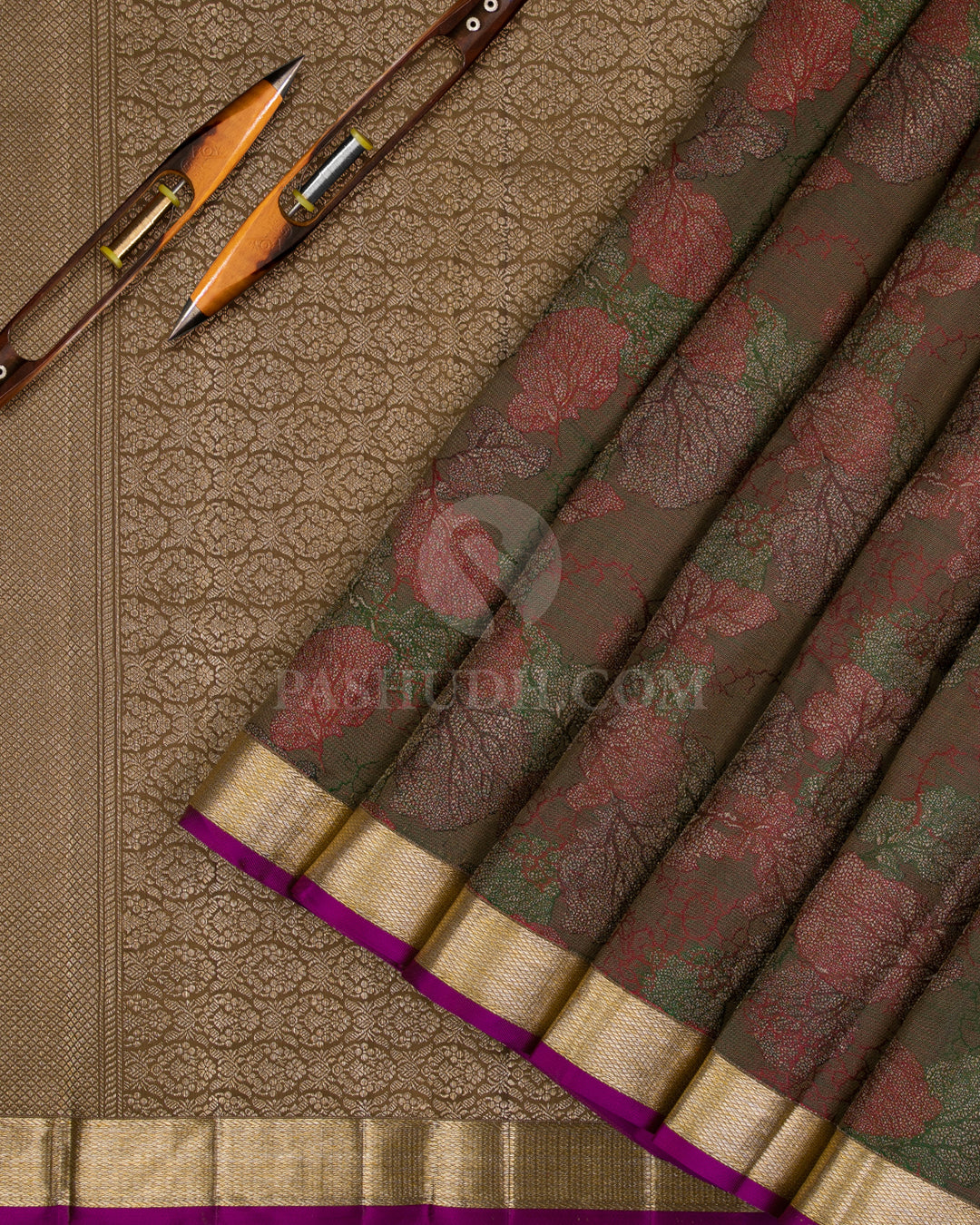 Mehendi Green Kanjivaram Silk Saree - DJ307(B) - View 1