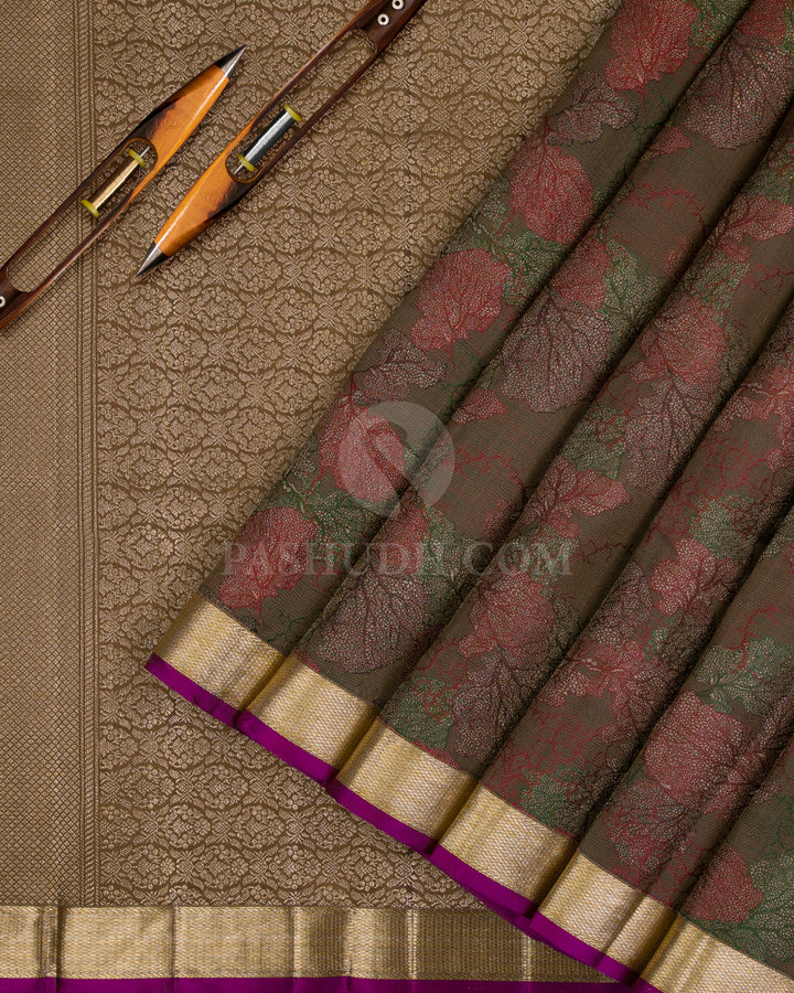 Mehendi Green Kanjivaram Silk Saree - DJ307(B) - View 1