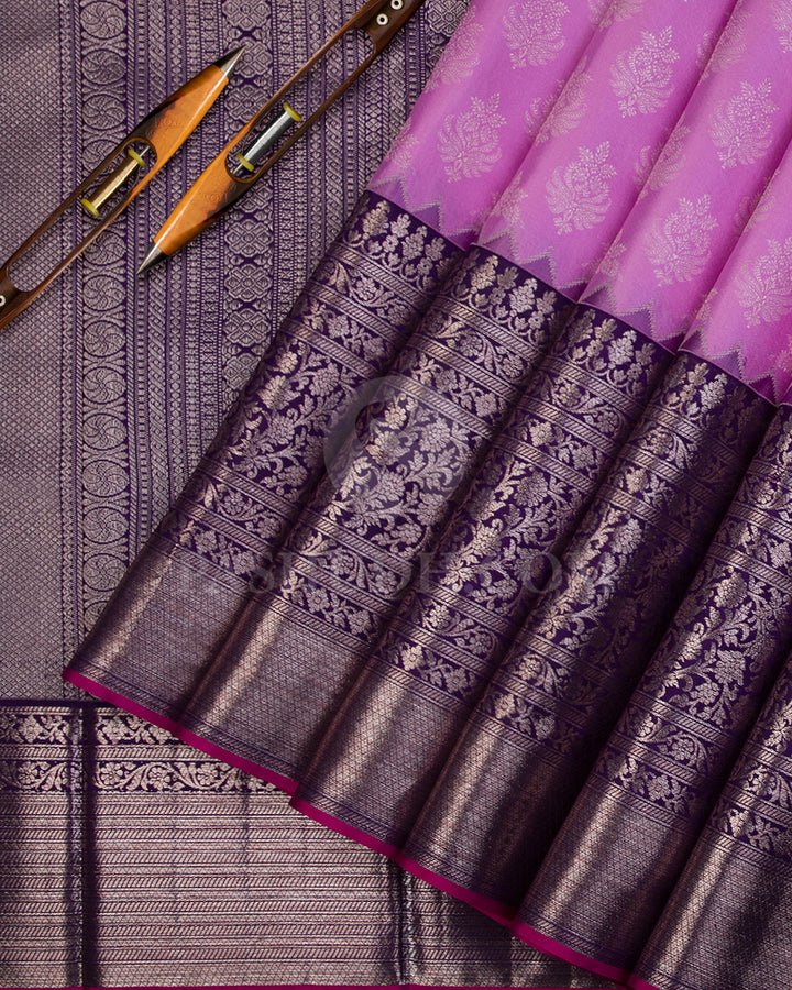 Lilac and Violet Kanjivaram Silk Saree - D498(A) - View 1