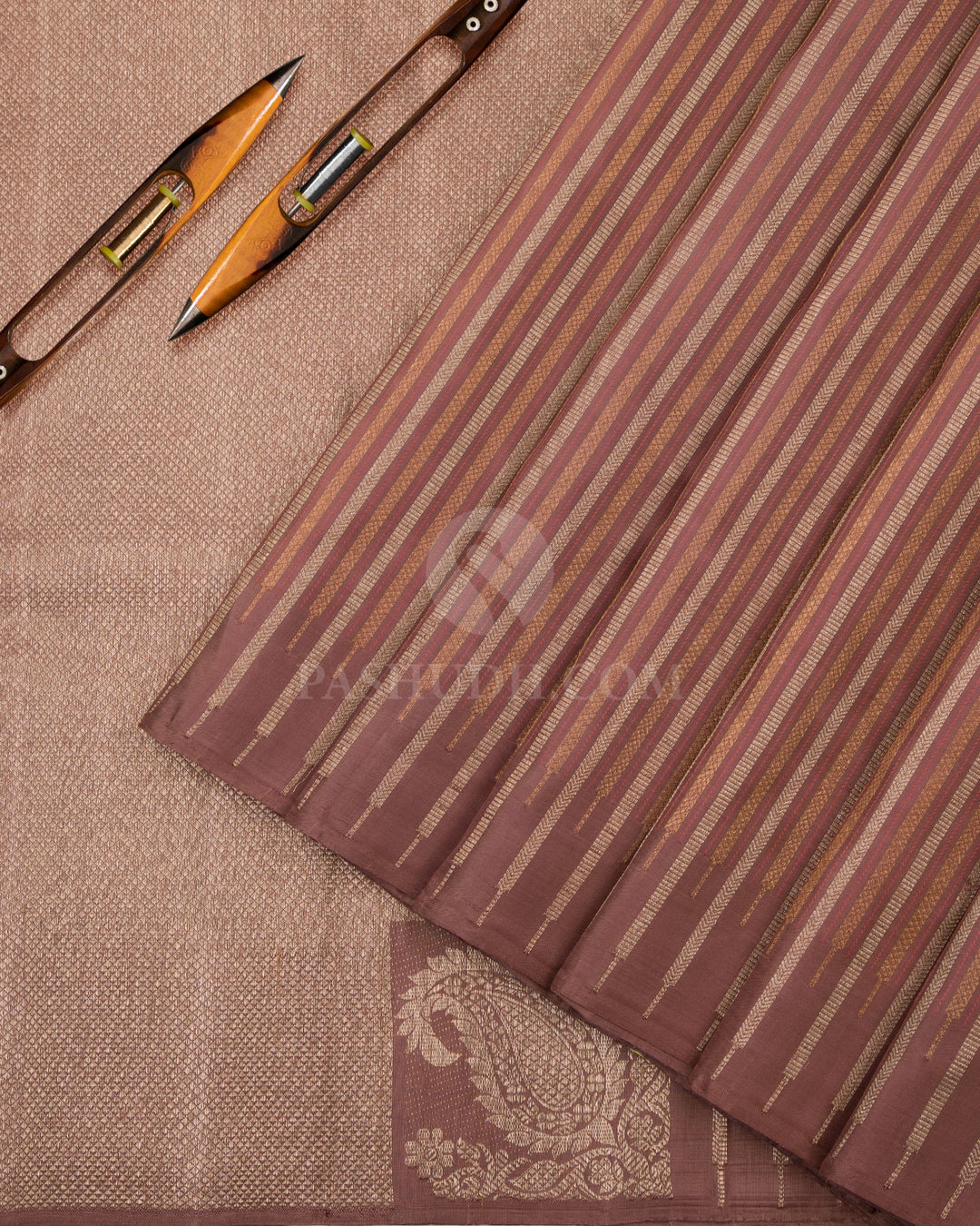 Chocolate & Parrot Green Kanjivaram Silk Saree - S766- View 3