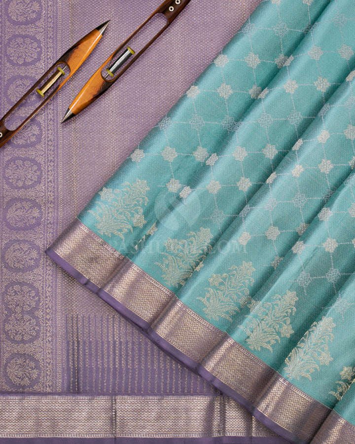 Soft Blue & Lavender Kanjivaram Silk Saree - DJ232