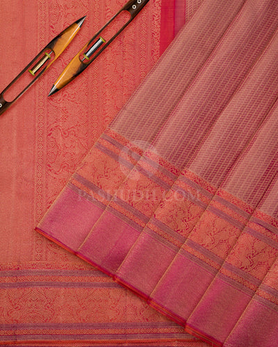 Dual Shaded Pink, Orange & Pink Kanjivaram Silk Saree - DJ295(A) - View 1