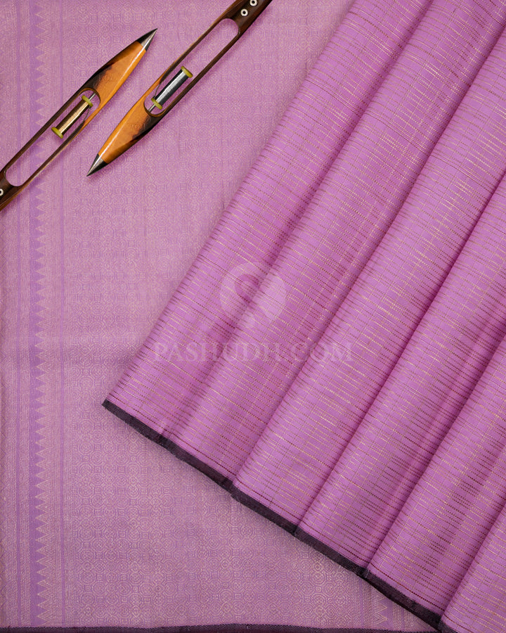 Light Rose Borderless Kanjivaram Silk Saree - S733 - View 3