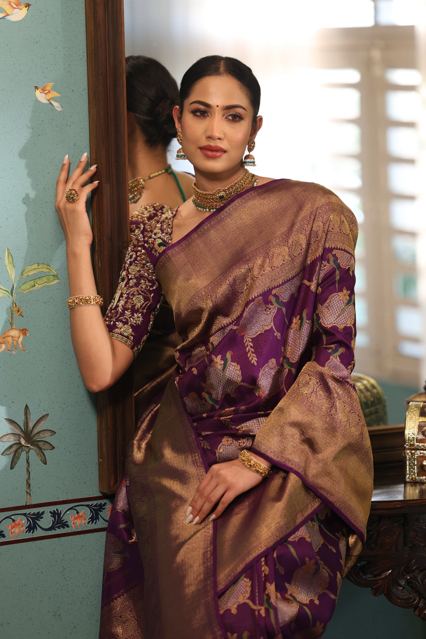 Violet Pure Zari Kanjivaram Silk Saree - P164(A)