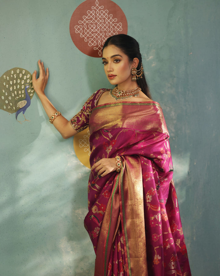 Purple Pure Zari Kanjivaram Silk Saree - P162(A)