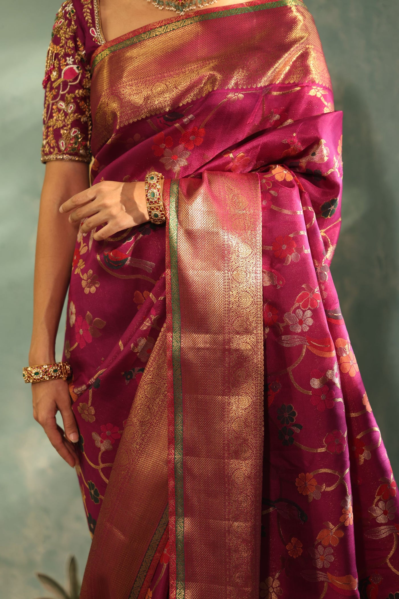 Purple Pure Zari Kanjivaram Silk Saree - P162(A)